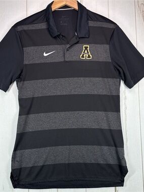 Appalachian App State Mountaineers Polo Shirt Mens Small Black Nike Dri-FIT